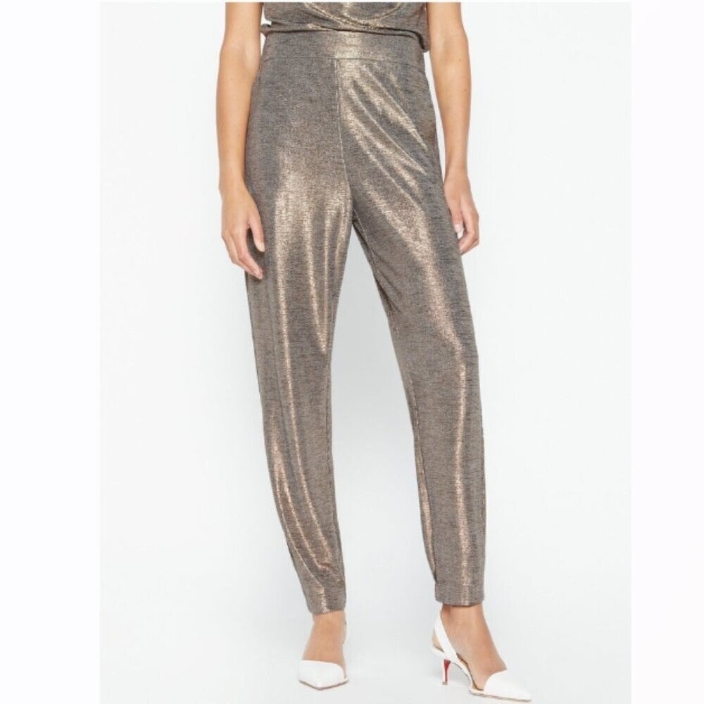 Brochu Walker Rita Pull-on Pants‎ Metallic Bronze Joggers Lounge $328 XS